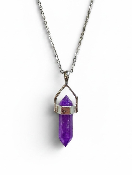 Jewelry - Amethyst Crystal Point Pendant Necklace - Purple